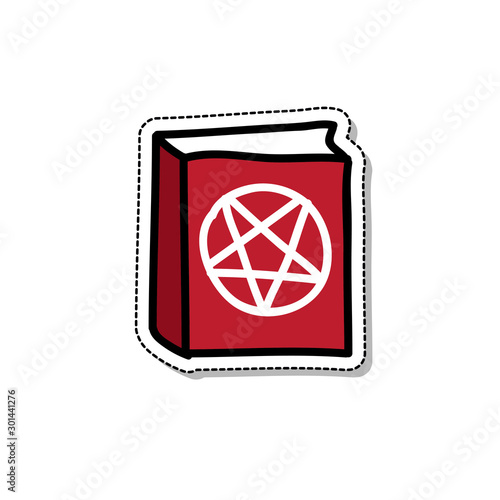 pentagram book doodle icon, vector illustration