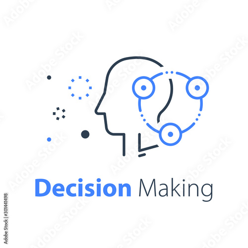 Decision making, neurology or behavior concept, brain research