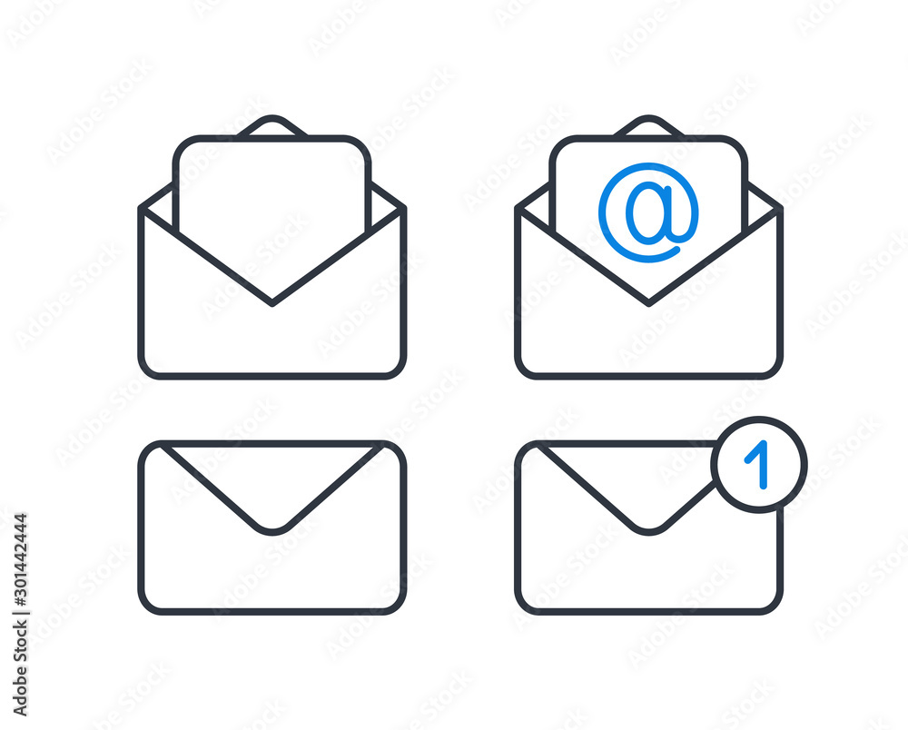 Envelope icons. Mail and new message modern icons. Vector. Envelope icons. Mail and new message modern icons. Vector.