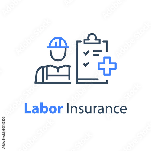 Worker and check list, medical insurance, labor safety, health protection