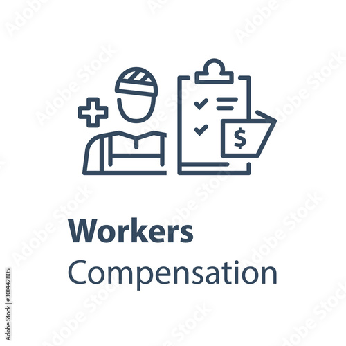 Worker and check list, medical insurance, labor safety, health protection