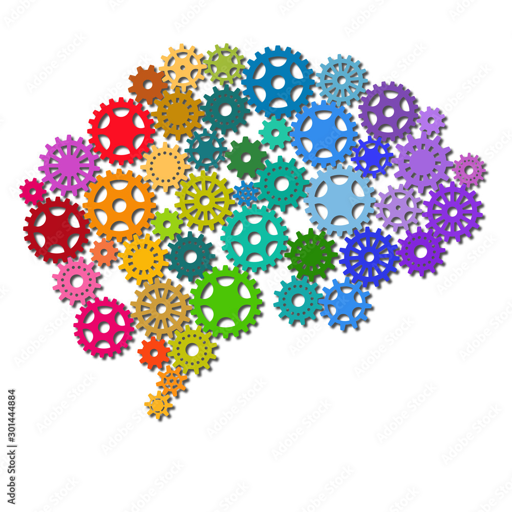artificial intelligence symbolized with a brain filled with cogwheels