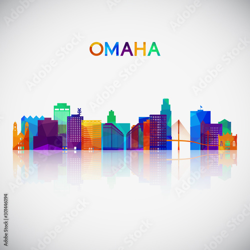 Omaha skyline silhouette in colorful geometric style. Symbol for your design. Vector illustration.