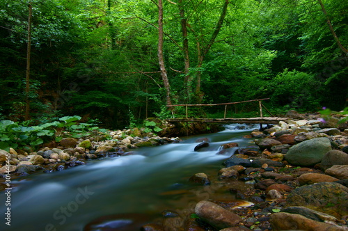 Stream. Long exposure of tulle water.