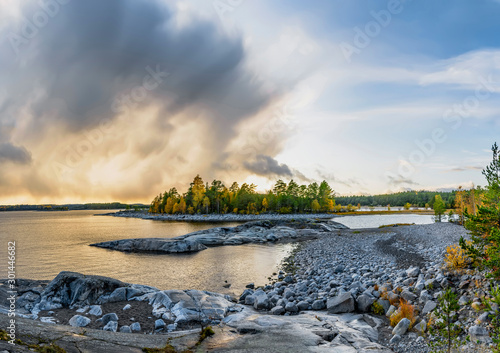 Tableau sur toile Kajosaari island, lake Ladoga, Karelia, Russia.