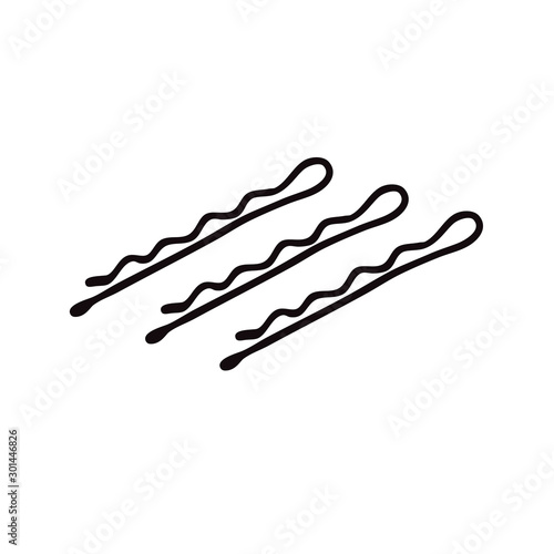 bobby hair pin doodle icon, vector illustration