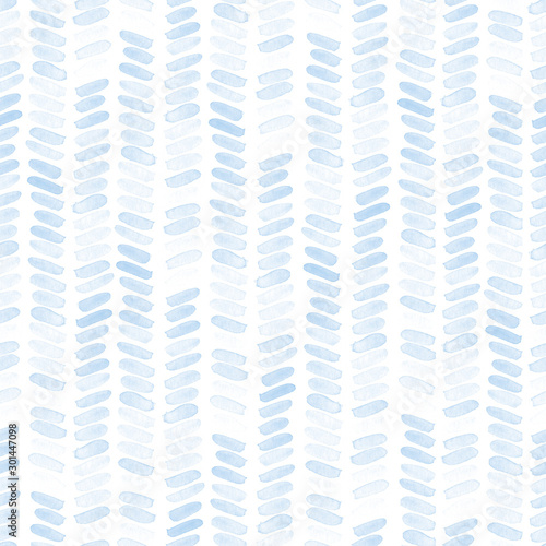 Seamless blue watercolor pattern on white background. Watercolor seamless pattern with stripes and lines.