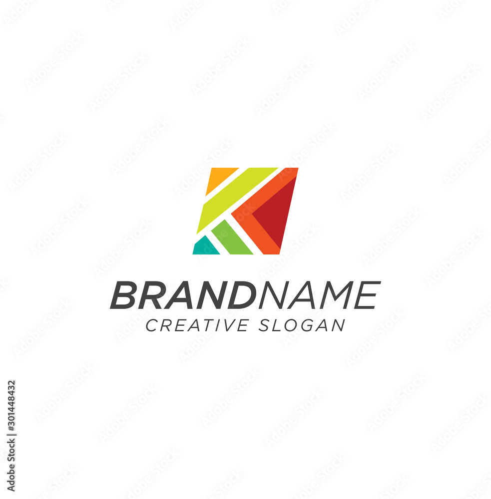 abstract Modern Square Letter K Logo Colorful template design