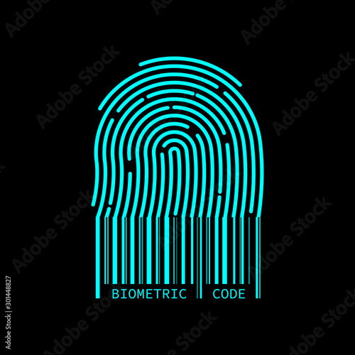 Fingerprint barcode. Digital security authentication concept. Biometric authorization. Identification. 