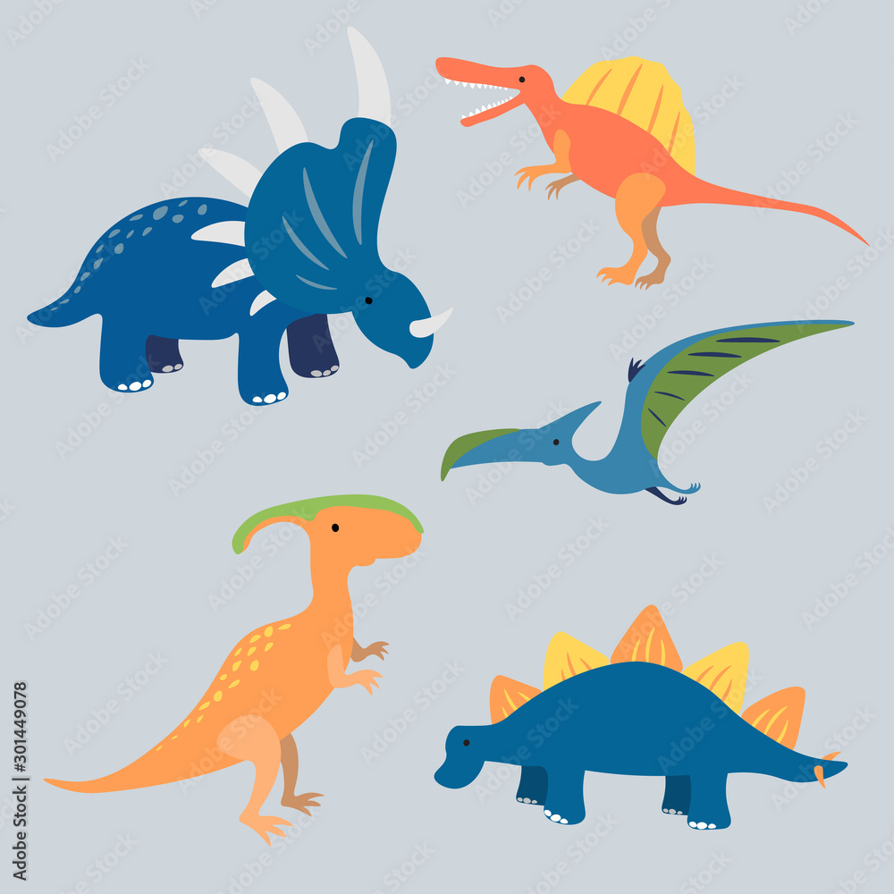Cute colored cartoon dinosaurs collection Cute colored cartoon dinosaurs collection