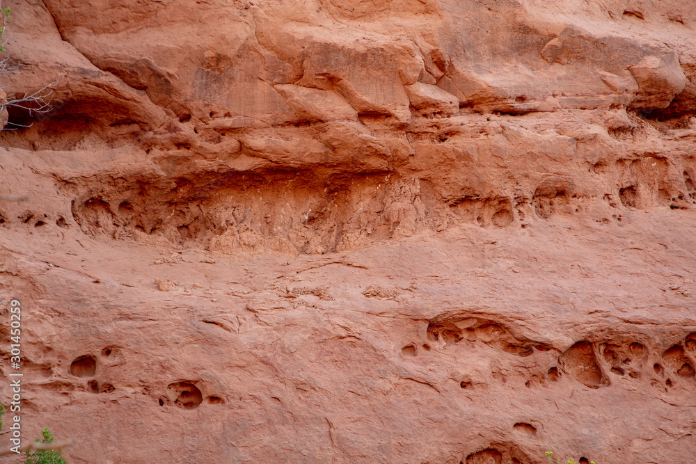 Larger grain sandstone reveals how porous that rock layer is in Kodachrome Basin State Park, Utah