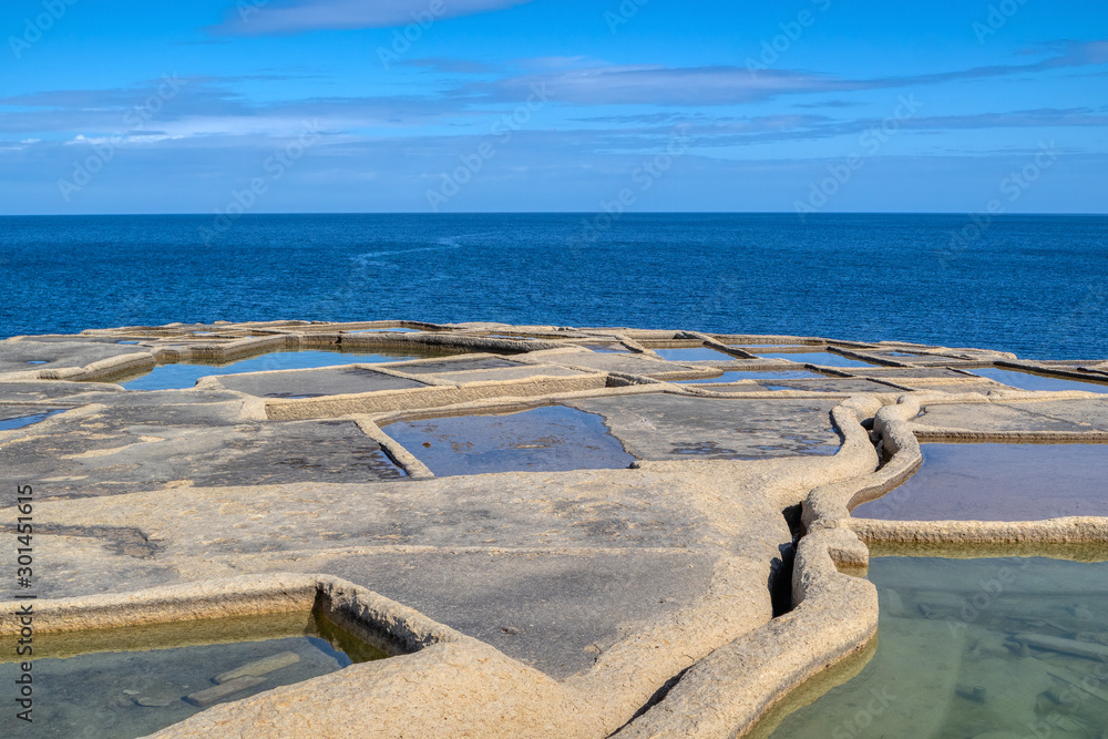 Salt Pans, Xwejni Bay, Xwejni, Marsalforn, Gozo Island, Malta, Europe