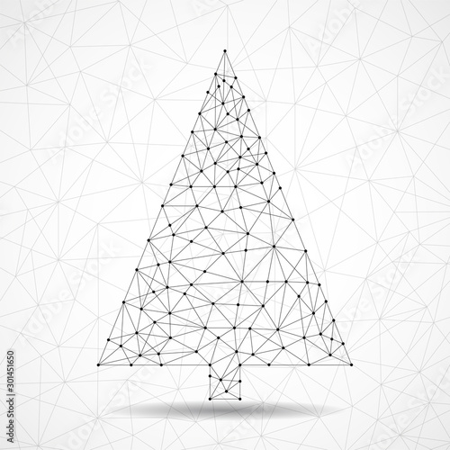 Abstract geometric christmas tree of lines and dots
