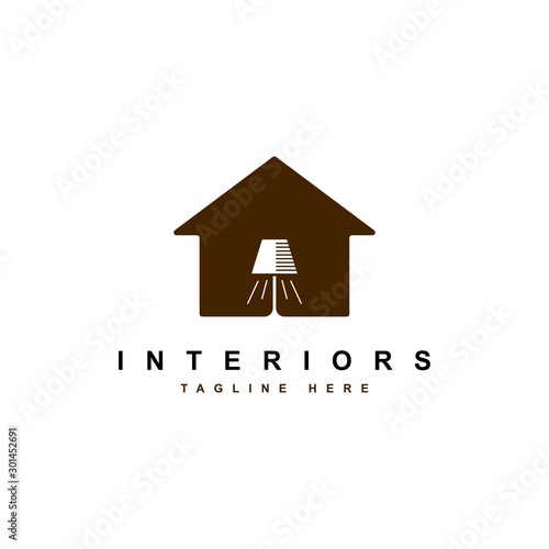 Interior logo design illustration.House and furniture symbol vector template