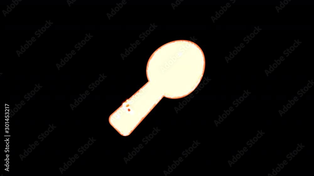 Symbol utensil spoon burns out of transparency, then burns again. Alpha channel Premultiplied - Matted with color black Symbol utensil spoon burns out of transparency, then burns again. Alpha channel Premultiplied - Matted with color black