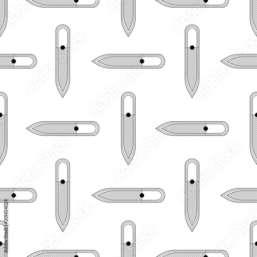 Seamless pattern nail file. Vector texture black on a white background. Thin lines symbol. Design for banner, flyer, poster or print, websites, web design, mobile app on white background.
