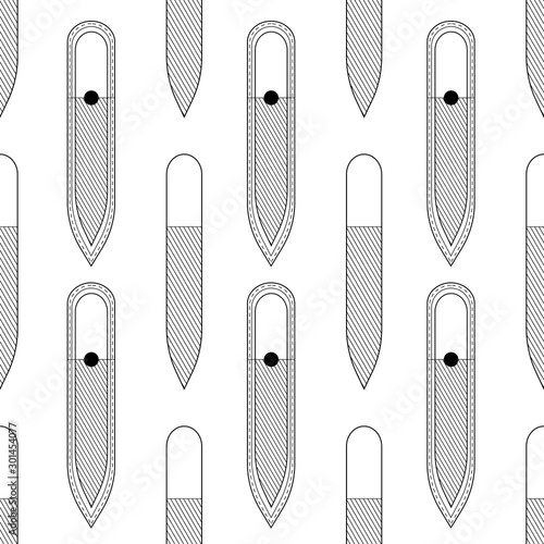 Seamless pattern nail file. Vector texture black on a white background. Thin lines symbol. Design for banner, flyer, poster or print, websites, web design, mobile app on white background.