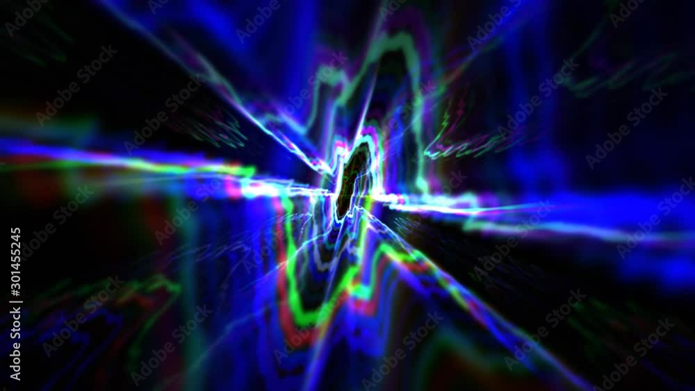 Time travel via wormhole distorting space time 3D rendering