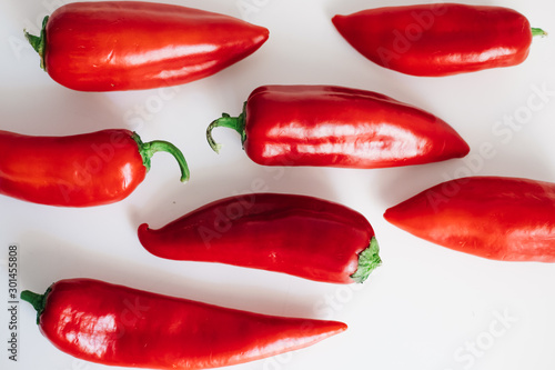 Red peppers (capsicum) isolated on white background 