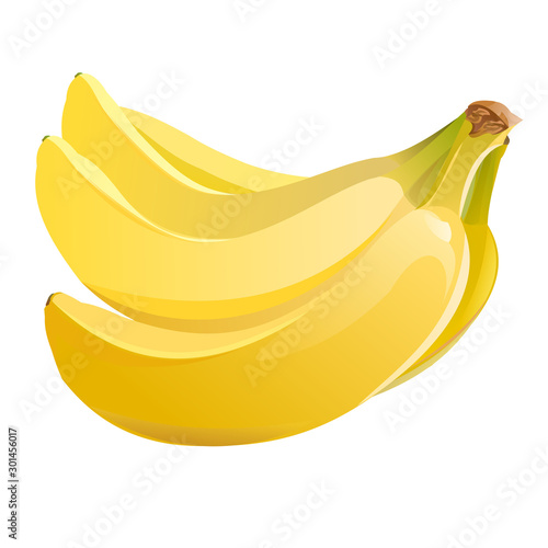 Banana. Sweet tropical fruit. Ripe yellow banana. Isolated object. Vector illustration.