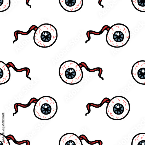 severed eye seamless doodle pattern, vector illustration