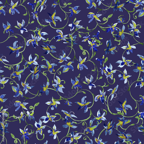 Illustration watercolor. Seamless pattern. Flowers
