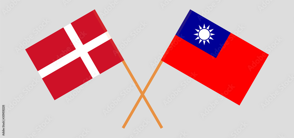 Crossed flags of Taiwan and Denmark