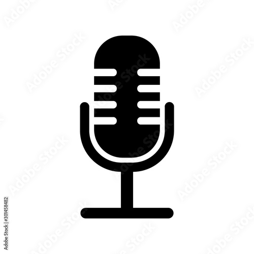Microphone icon on white.