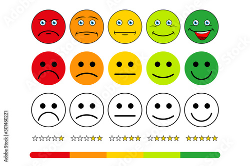 Rating scale of customer satisfaction. The scale of emotions with smiles