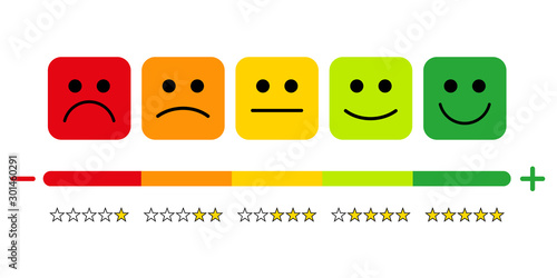 Customer satisfaction rating. The scale of emotions with smiles