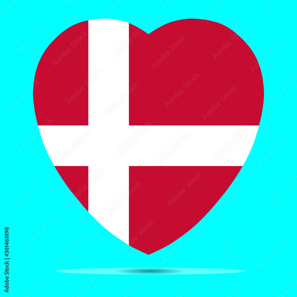 Obraz premium Denmark Flag In Heart Shape Vector illustration. EPS10