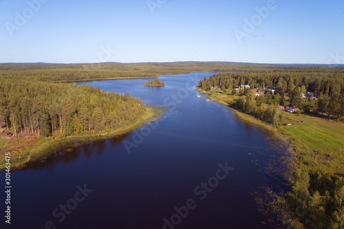 Aerial view of a woodland landscape