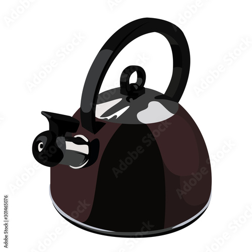 Kettle brown realistic vector illustration isolated
