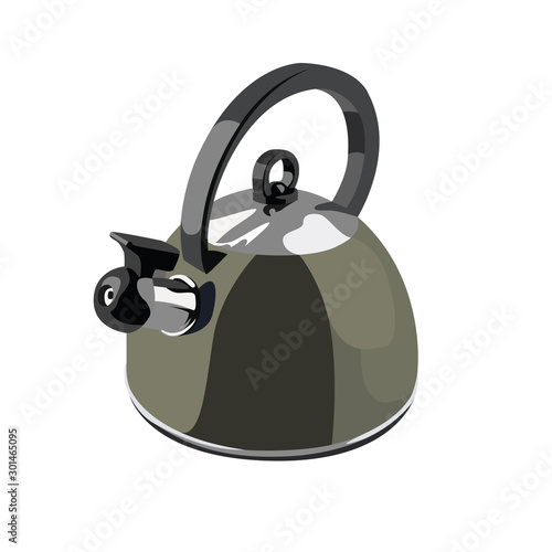 Kettle gold realistic vector illustration isolated