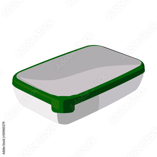 Food container green realistic vector illustration isolated