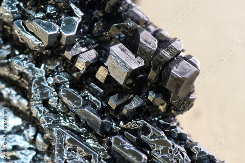 Crystals of iodine, iodine in metal form.