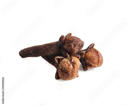 clove spice macro isolated on white