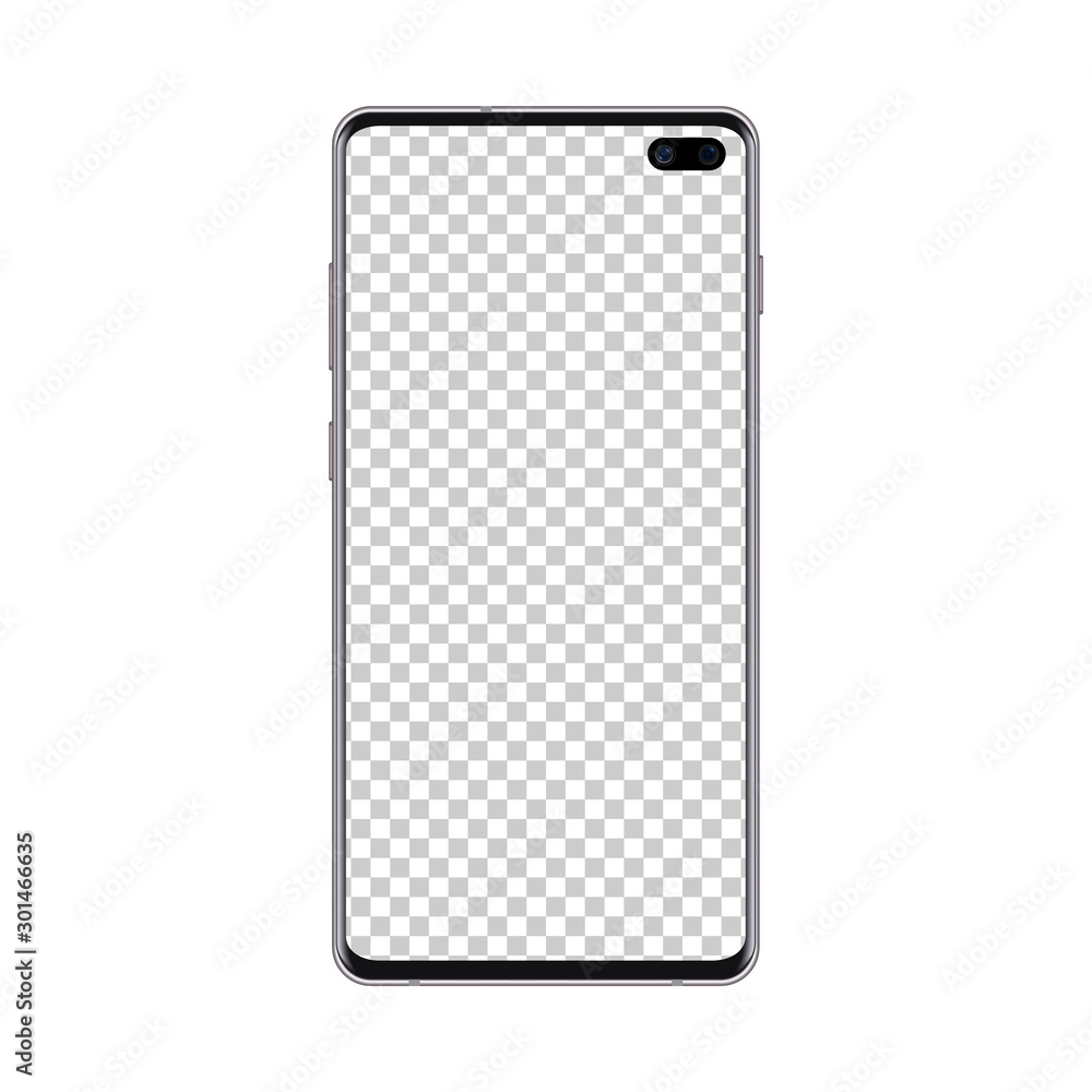 Mobile phone mockup black color with transparent blank screen. Smart cell phone template for showing web and app design. Vector realistic illustration on white. Mobile phone mockup black color with transparent blank screen. Smart cell phone template for showing web and app design. Vector realistic illustration on white.
