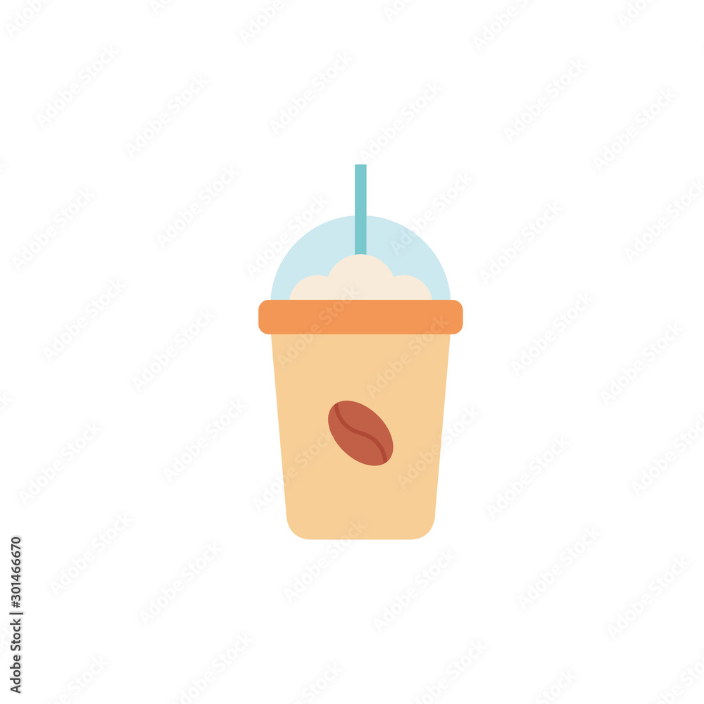 Isolated iced coffee mug icon flat design Isolated iced coffee mug icon flat design