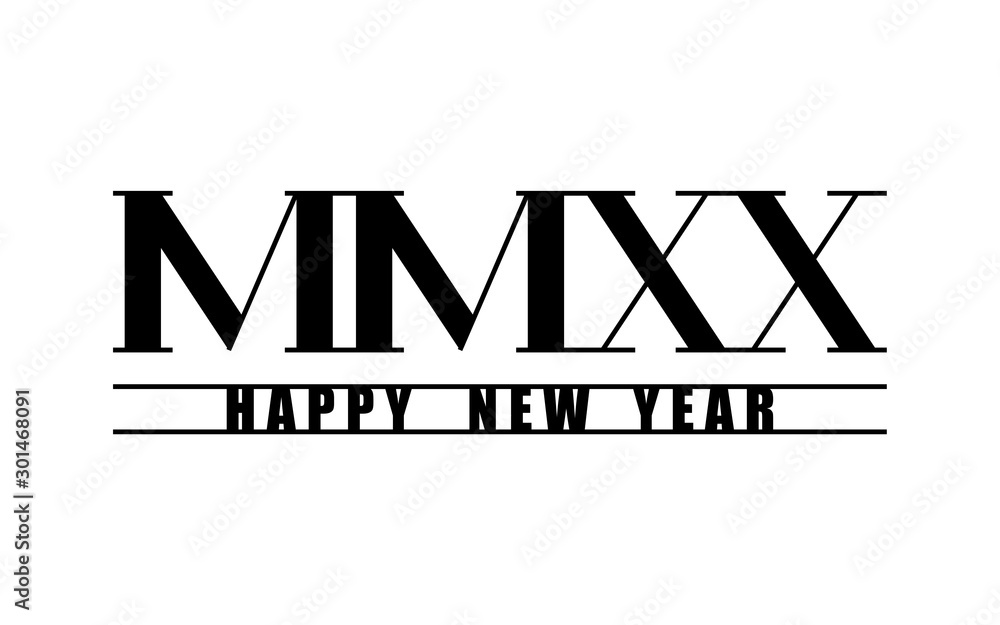 Obraz premium Retro design 2020 happy new year in roman style with roman numbers
