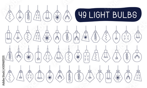 Vector mega collection set hand drawn doodles illustration sketch loft lamps on the white background.