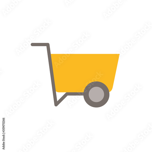 Isolated construction wheel barrow flat design