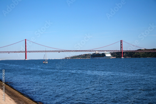 Red 25th of April bridge in Lisbon © willeye