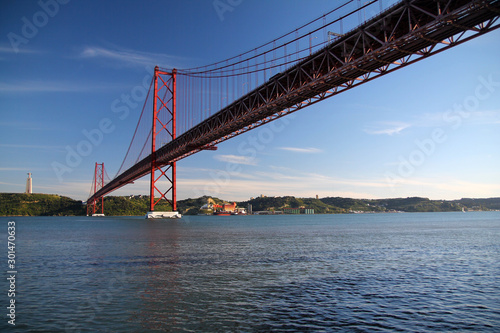 Red 25th of April bridge in Lisbon
