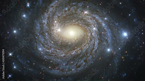 spiral galaxies spinning in space face on  some elements furnished by NASA images