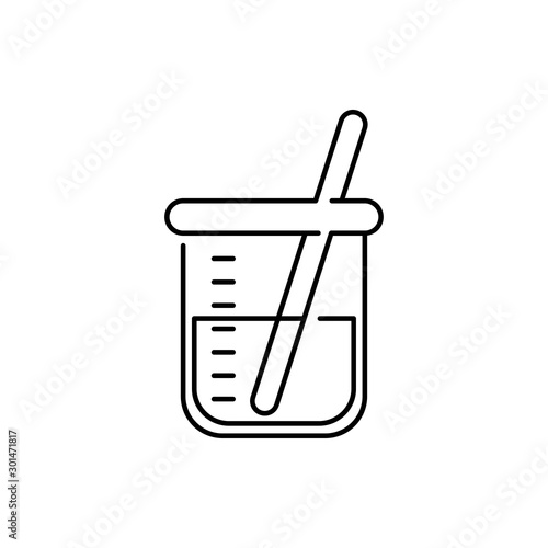 Símbolo laboratorio de química con icono lineal de frasco de cristal en color negro