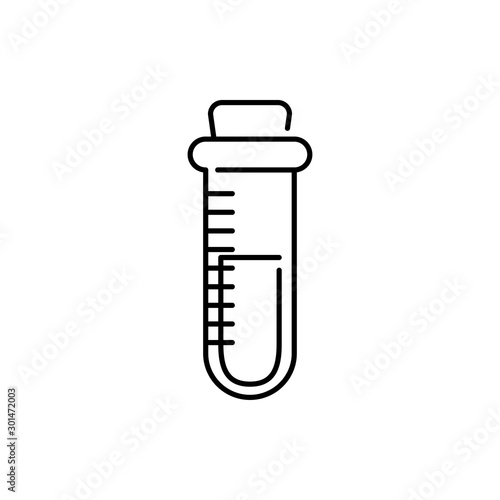 Símbolo laboratorio de química con icono lineal de tubo de ensayo de cristal en color negro