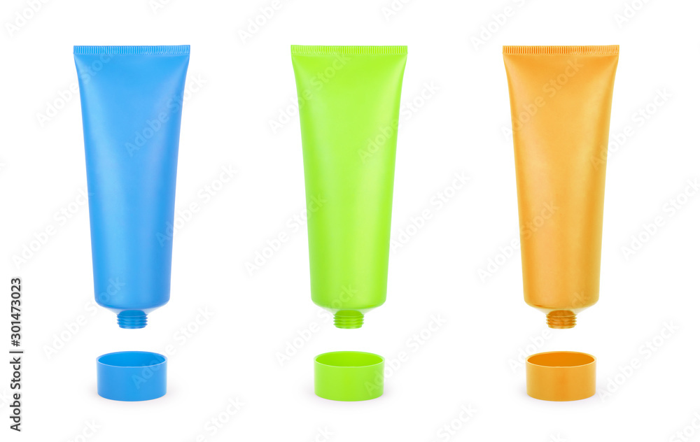 Cream in a tube on a white background Cream in a tube on a white background