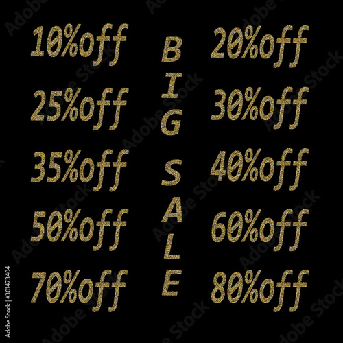 Discounts. promotional offers. Sale in stores. Golden percentage. eps 10