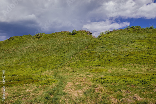 Smerek peak seen from Wetlina hiking trail in Bieszczady National Park in Poland photo